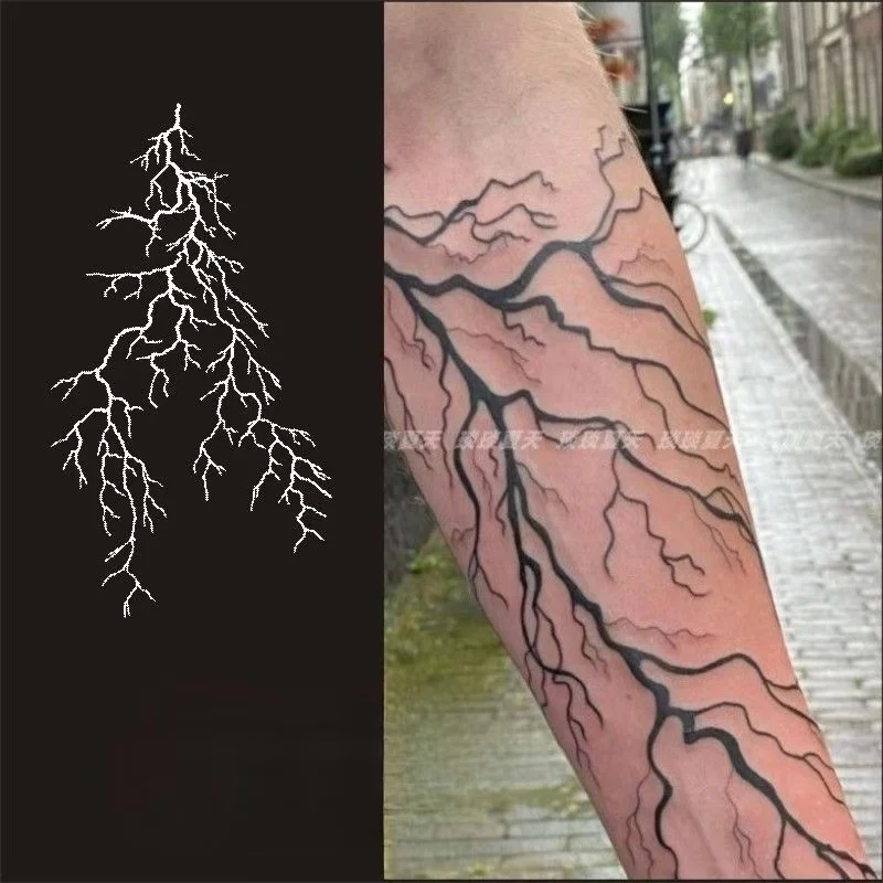 Dunkle einfache Linien temporäre Tattoo Aufkleber Arm Hals Fissured Blutgefäße wasserdicht langlebig Kunst Fake Tattoo coole Männer Frauen Image