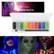 10 Farben fluoreszierende Lidschatten-Palette, Neon-Gesicht, Körperkunst, Farbe, UV-Glüh-Lidschatten, Halloween, Party, Kostüm, Schönheit, Kosmetik