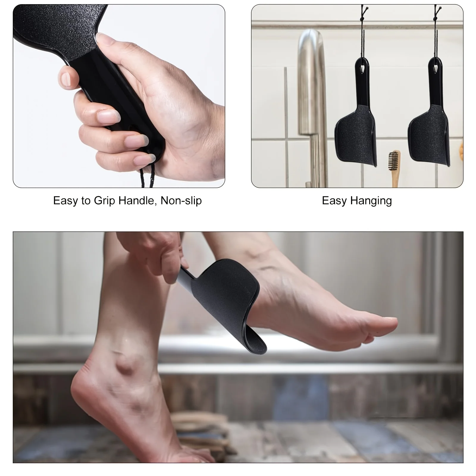 1 Stück gebogene Fußfeile, Hornhautentferner für Füße, 1 Stück doppelseitiger Fuß-Fersenschaber, U-förmiger Fußwäscher für tote Risse Image