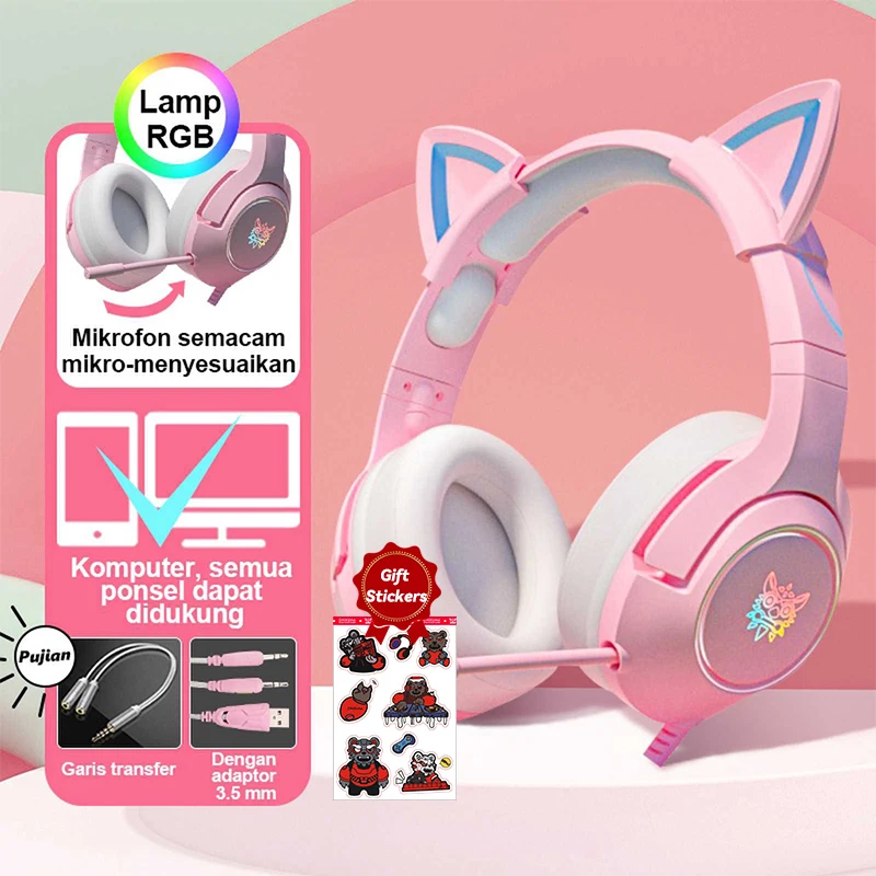 ONIKUMA K9 Wired Kopfhörer Mit RGB Beleuchtung Flexible HD Mic Gaming Headsets Gamer Surround Computer Kopfhörer Für PC PS5 Gamer Image