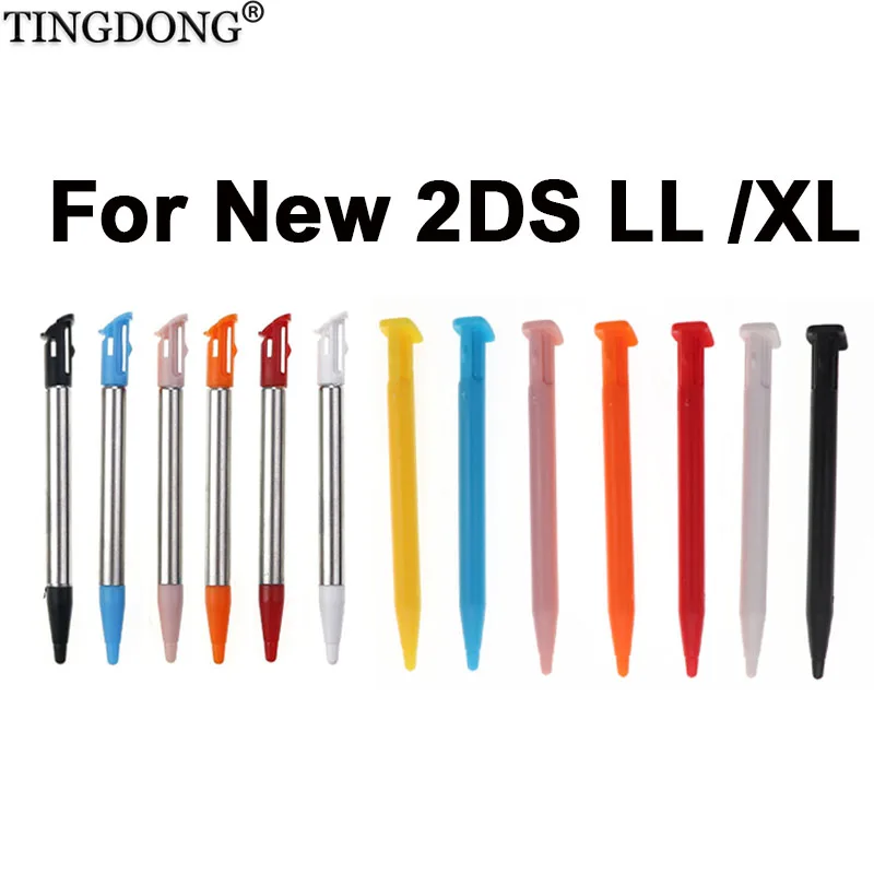 2 stücke Für Neue 2DSLL 2DSXL Spielkonsole Kunststoff & Metall Teleskop Stylus Touchscreen Stift Für Neue 2DS LL XL Image