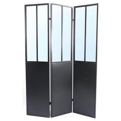 Paravent Raumteiler Industrial Style - 3 Flügel - 180 x 122 cm - Metall - Schwarz - coventry Image