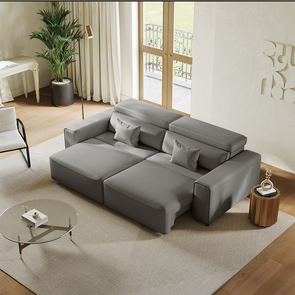 91.34"Power Loveseat Sofa Bed Electric Lounge Sleep Sofa Bed, Remote Control, Adjustable Headrest, Easy-to-Clean Sofa Bed, Living Room & Guest Room, Dark gray