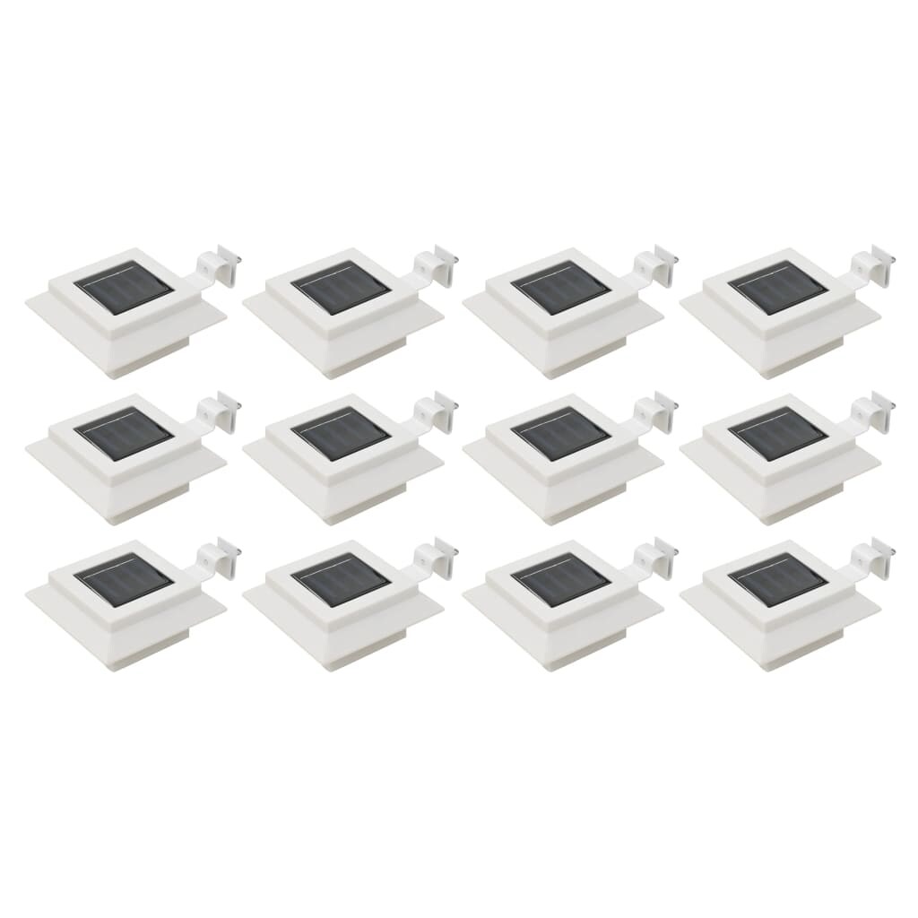 vidaXL Solar-Außenleuchten 12 Stk. LED Rechteckig 12 cm Weiß Image