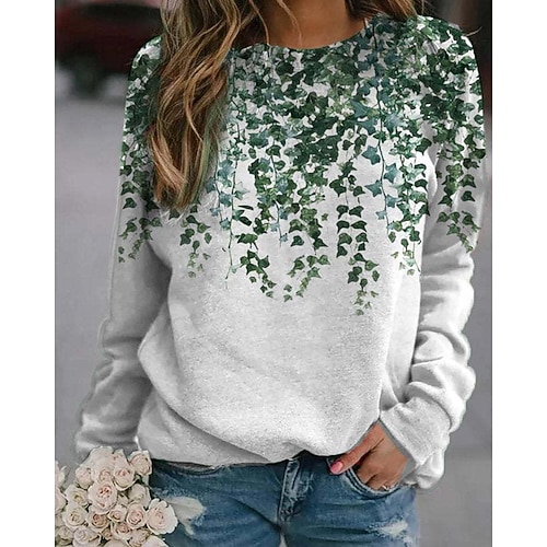 St. Patrick's Day Damen Kleeblatt Aktive Sportkleidung Langarm Rundhals Reguläre Oberteile Casual Sport Druck Grasgrün Olivgrün Hellgrün Dunkelgrün Grün Herbst Winter Image