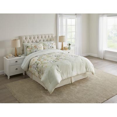 Lyocell Cotton Peony Garden Comforter Set by BrylaneHome in Green (Size KING)
