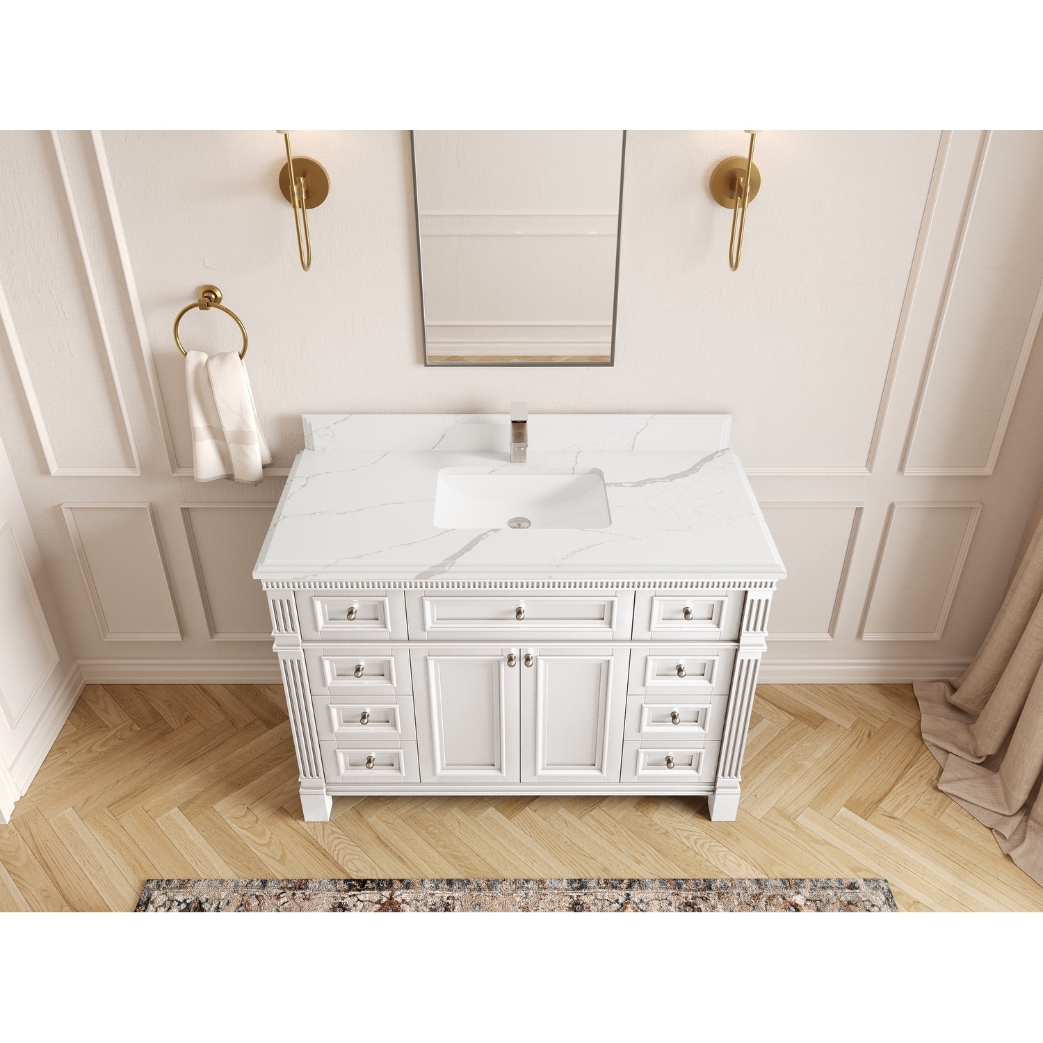 Willow Collections 48 in. W x 22 in. D Reeded Paris Single Sink Bathroom Vanity with Countertop