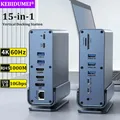 Docking Station USB C 15 in 1 HUB USB C verticale HDMI DP 4K HD con triplo Monitor,RJ45 1000M,USB 3.0/2.0,PD 3.0,SD/TF,Audio 3.5