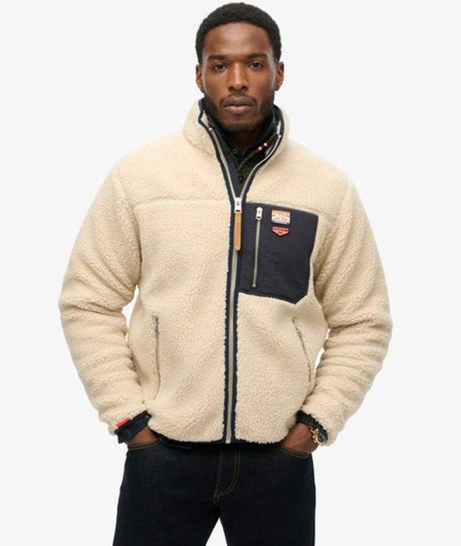 Vintage Retro Borg Fleece Jacket - Brown - Superdry Jackets