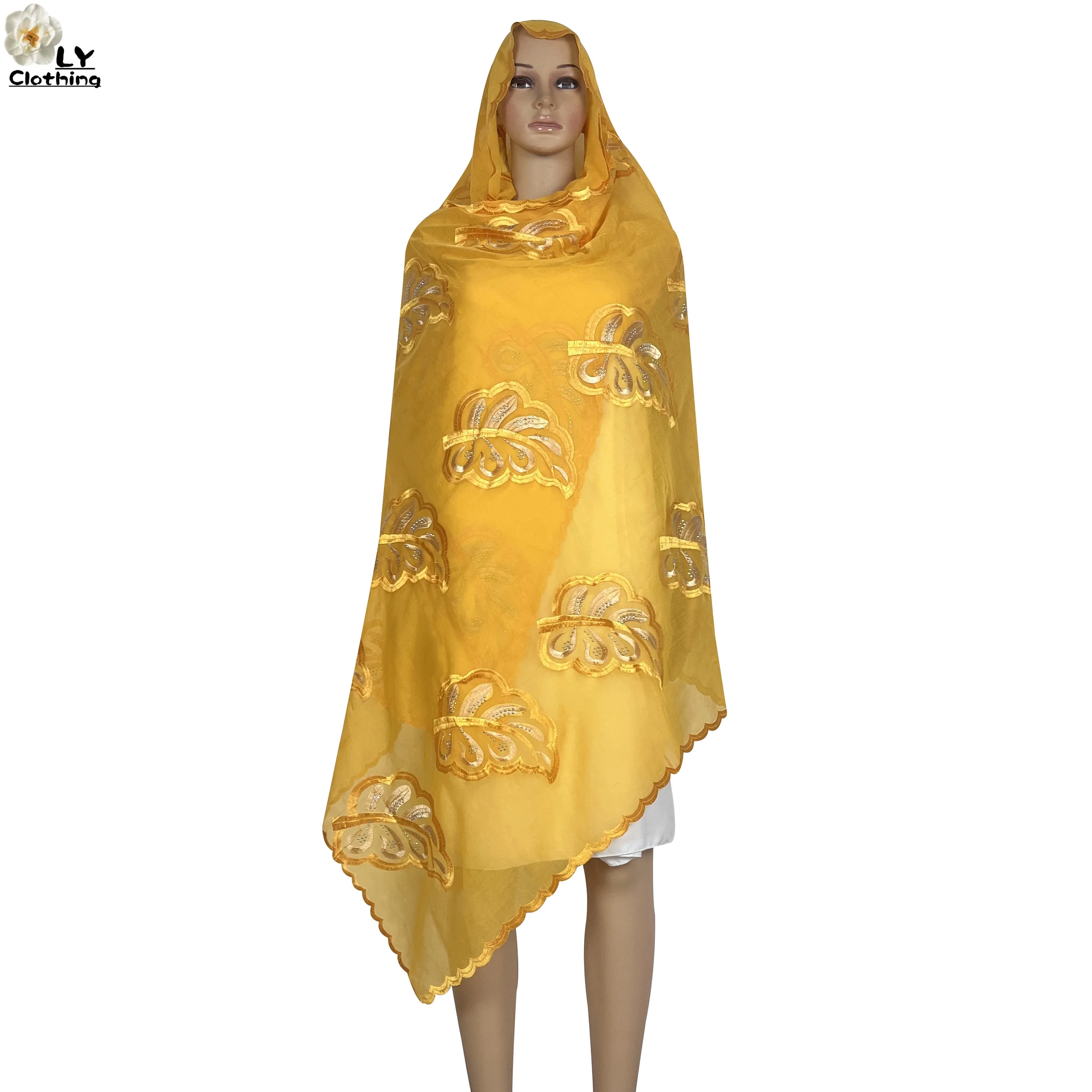 Nuova sciarpa musulmana di alta qualità 100% cotone Hijab Dubai scialli Ramadan africani donne sciarpa islamica modello ricamo sciarpa morbida