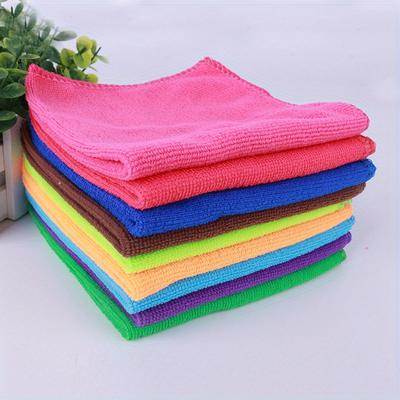 TEMU 5-pack Assorted Color Microfiber Cloths, Soft And Absorbent, Lint-free, 30x30cm, Suitable For Kitchen, Dining Room, Living Room, Office, Bathroom Cleaning Image