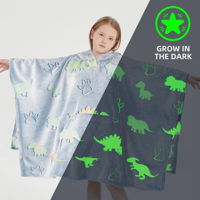 Marina Decoration Glow in the Dark Blanket Wearable Hoodie for Kids Girls Boys Soft Warm Flannel Fleece Hooded Sweatshirt