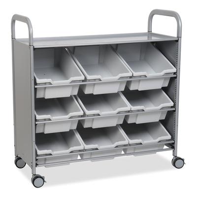 Gratnells Callero Tilted Tray Trolley Set 01, Metal, 1 Shelf, 9 F2 Deep Bins, 40.6