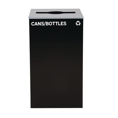 Alpine Industries 29 Gallon Trash/Recycling Cans, Steel, Black Cans/Bottles Recycling Can with Mixed Lid (ALH4450KITBLKMC)