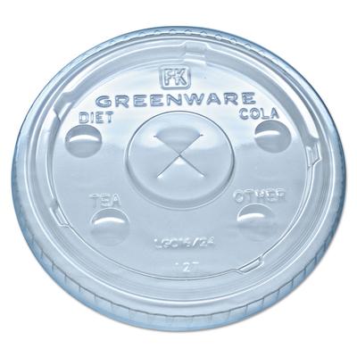 Fabri-Kal 9509112 Greenware Cold Drink Lids, Fits 16 oz, 18 oz, 24 oz Cups, X-Slot, Clear, 1,000/Carton - Case of 1000