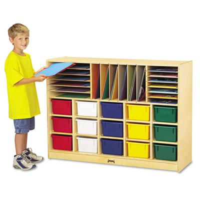 Jonti-Craft 0416JC Sectional Mobile Cubbie, No Trays, 48w x 15d x 35-1/2h, Birch