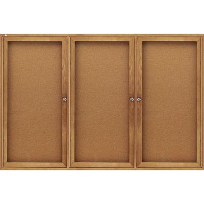 Quartet® 367 Enclosed Bulletin Board, Natural Cork/Fiberboard, 72 x 48, Oak Frame