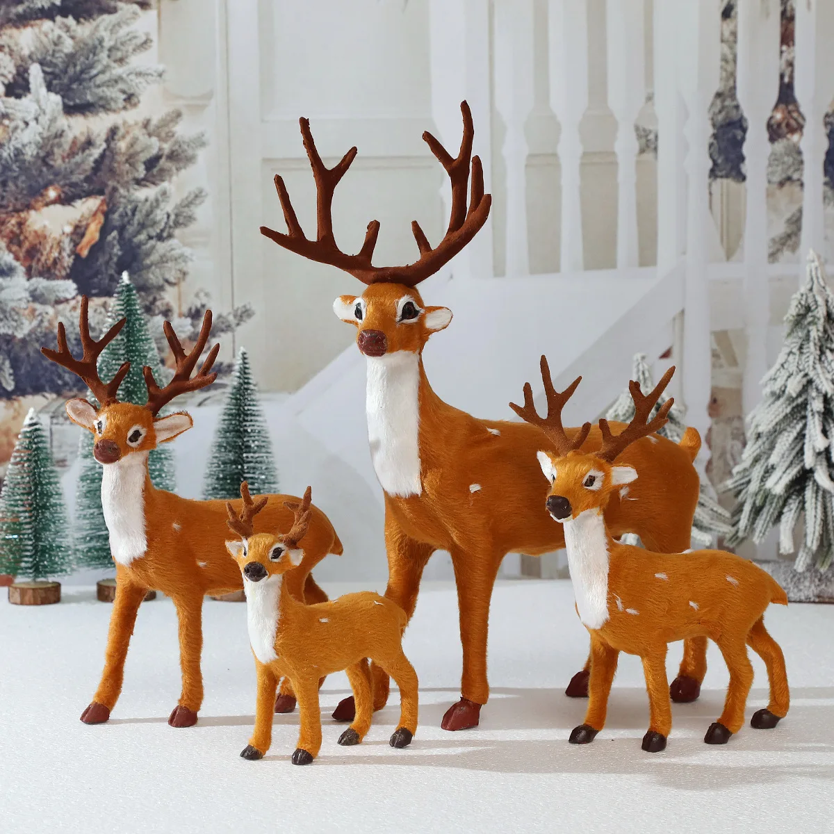 15/20/25/30/35cm Simulation cerf de noël wapiti renne Figurines décoration fée maison jardin Miniatures accessoires de fête de noël