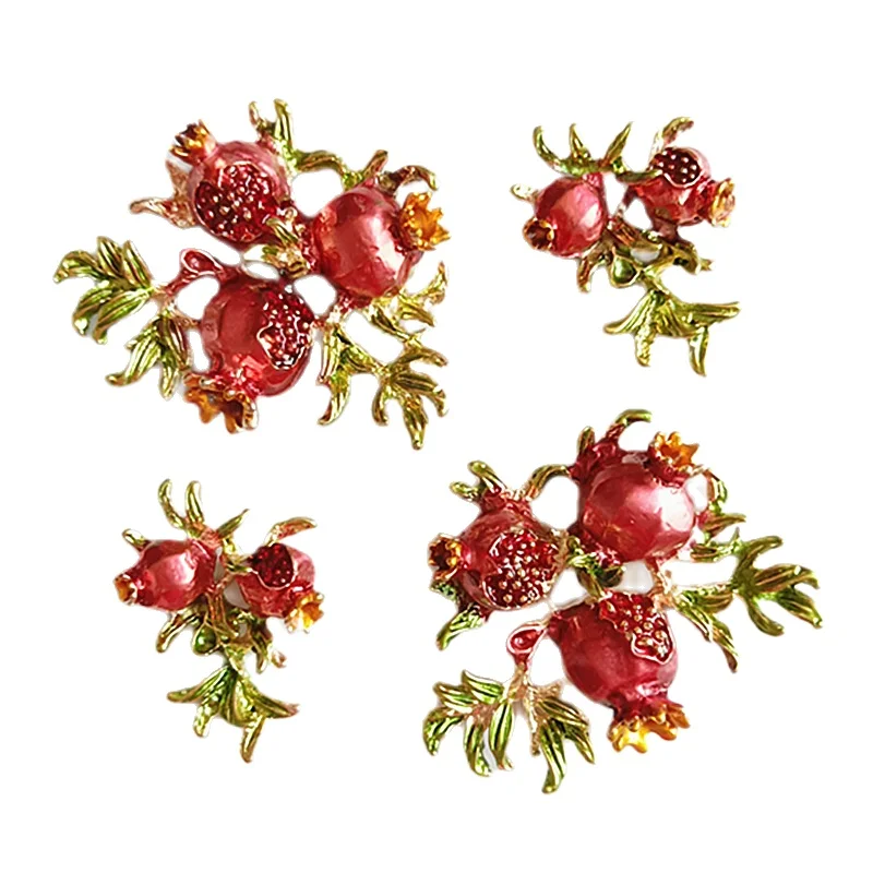 Lot de 5 boutons en grenade rouge, en alliage, créatifs, ornements de cheveux, boîte à bricolage, vêtements, téléphone portable, bijoux, accessoires faits à la main