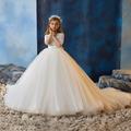 Enfants Fille Robe de demoiselle d'honneur Robe de première communion Robe de fête Couleur unie Sans Manches manche longue Utilisation Mariage Soirée Maille Princesse Doux Maille Mi-mollet Robe