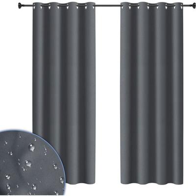 Swanew - 2er-Set Outdoor Vorhang mit Ösen Gardinen Verdunkelungsvorhang Blickdicht Garten Patio Image
