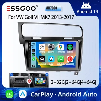 ESSGOO 10" Android 14 4-Kern Autoradio GPS Navigation für Volkswagen VW Golf 7 MK7 VII 2013-2017 Multimedia Player Display Wireless CarPlay Android Auto Car WIFI USB Bluetooth RDS