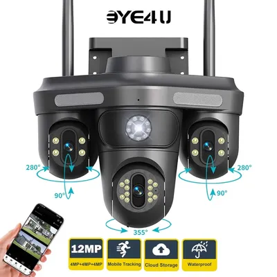 6K 12MP IP Kamera WiFi Triple Objektiv 10X Zoom Drei Bildschirme Outdoor PTZ Kamera Bewegungserkennung Sicherheit Video überwachung Kamera