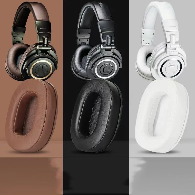 1 Paar Ersatz-Ohrpolster aus Proteinleder, Ohrpolster, Ohrpolster, Ohrmuschel-Abdeckung für Audio Technica ATH MSR7 M50X M40X SX1 Image