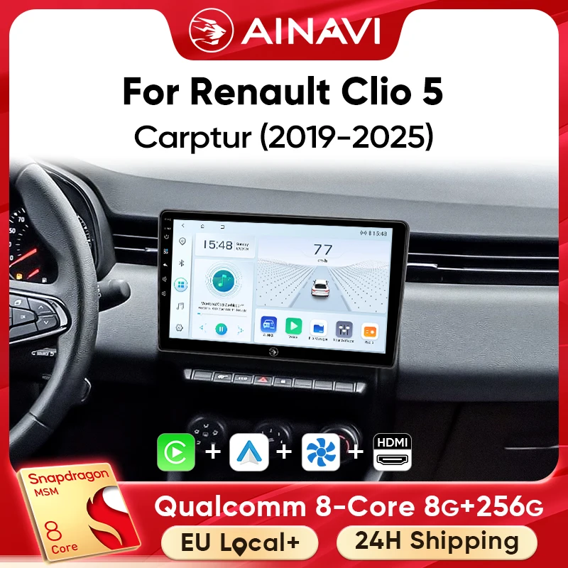 Ainavi Autoradio Für Renault Clio 5 Captur 2 2020 2021 2022 2024 Drahtlose Player Carplay Android Auto Multimedia 4G wifi 2Din Image