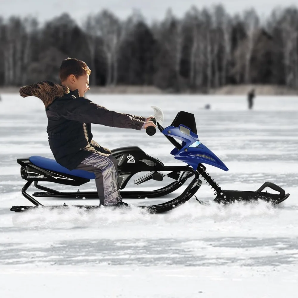 Schneeschlitten-Lenkschlitten, verstellbares Kissen, Skischlitten mit Bremsen für Kinder und Jugendliche bis 80 kg Image
