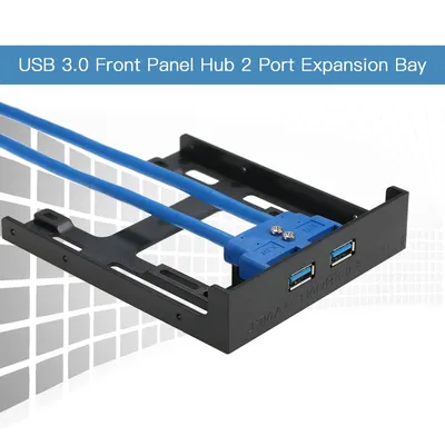 USB 3.0-Frontplatten-Hub, 2-Port-Erweiterungsschacht, 20-polig auf USB 3.0, 60 cm Halterung, Image