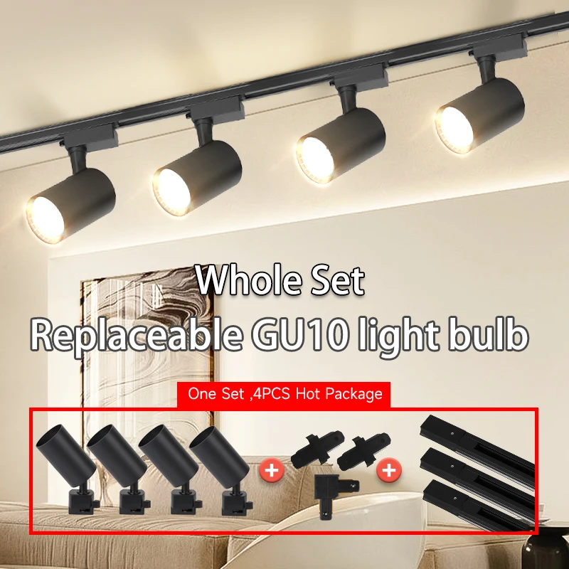Volle Sets Led Track Lichter GU10 Decke Spot Led Schiene Beleuchtung für Wohnzimmer Dekor 110V 220V Scheinwerfer wand Track Licht Leuchte
