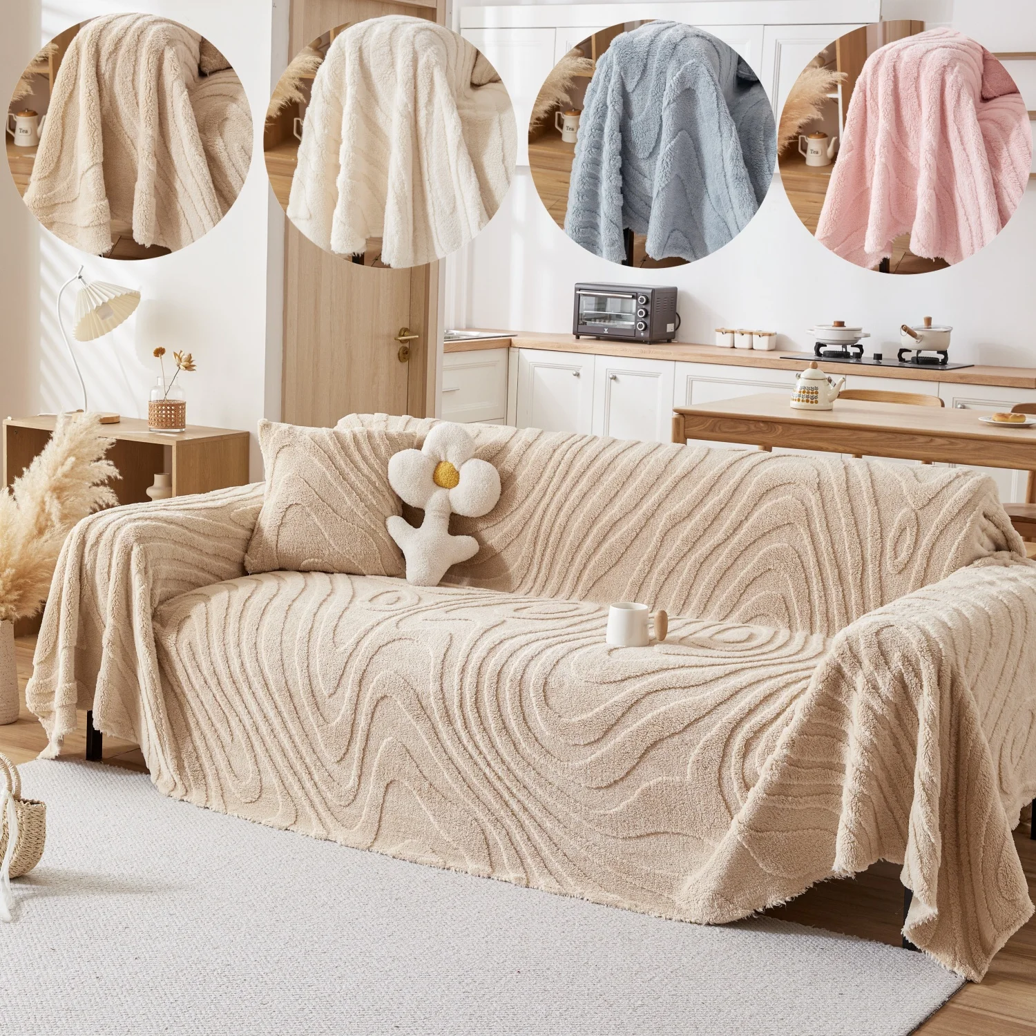 Wachstums ring Muster Jacquard Tuffed Fleece Sofa Handtuch weich verdicken Universal decke für Wohnzimmer Bettwäsche Zimmer warmes Handtuch Image