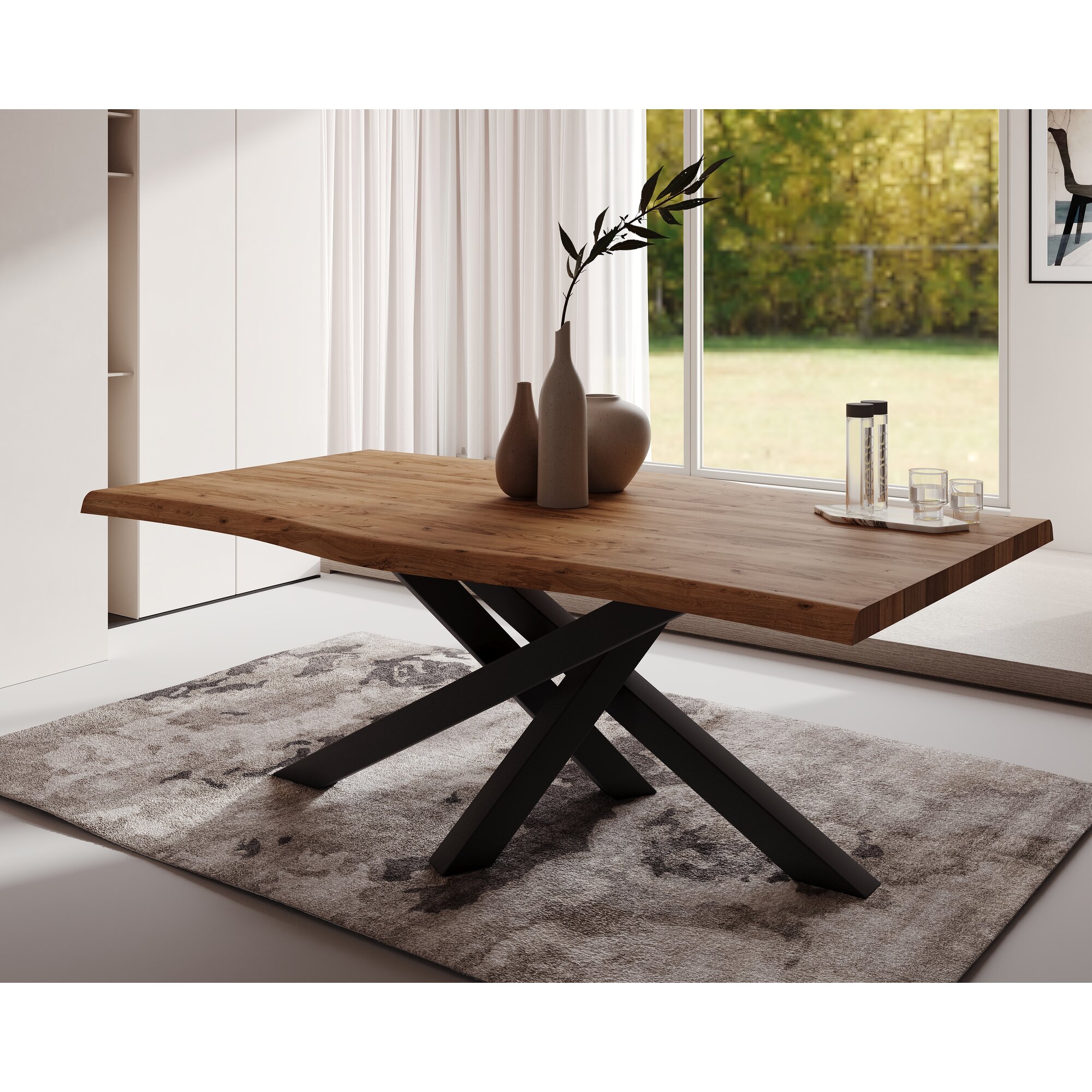 BlackWood »Table4YOU Atlanta« Wildeiche Massivholztisch gerade Kante / Wildeiche natur / 4 cm / 200x100 cm