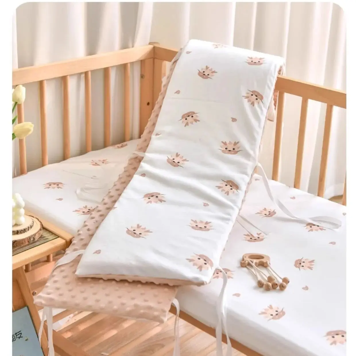 2M Baumwolle Krippe Stoßfänger für Schutz Wrap Baby Anti-biss Einfarbig Bett Zaun Leitplanke Neugeborenen Pflege Baby sicherheit Bettwäsche Image