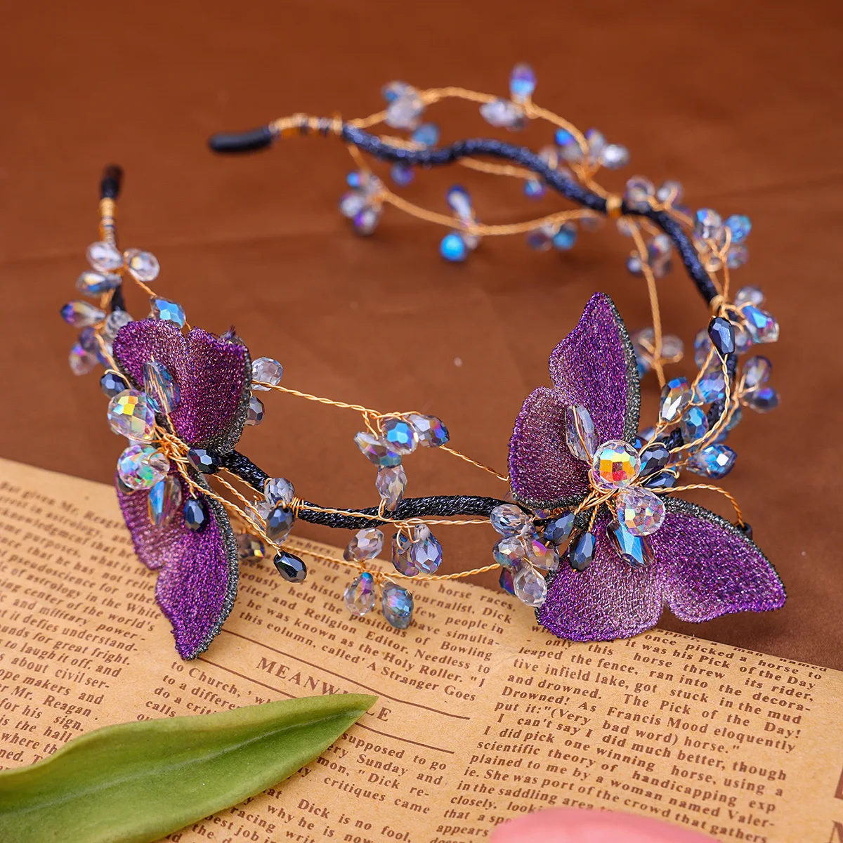 Neues elegantes handgefertigtes gewebtes Mesh-Stirnband Party Strass Braut Stirnband Haarband Braut Hochzeit Haarschmuck Schmuck Image