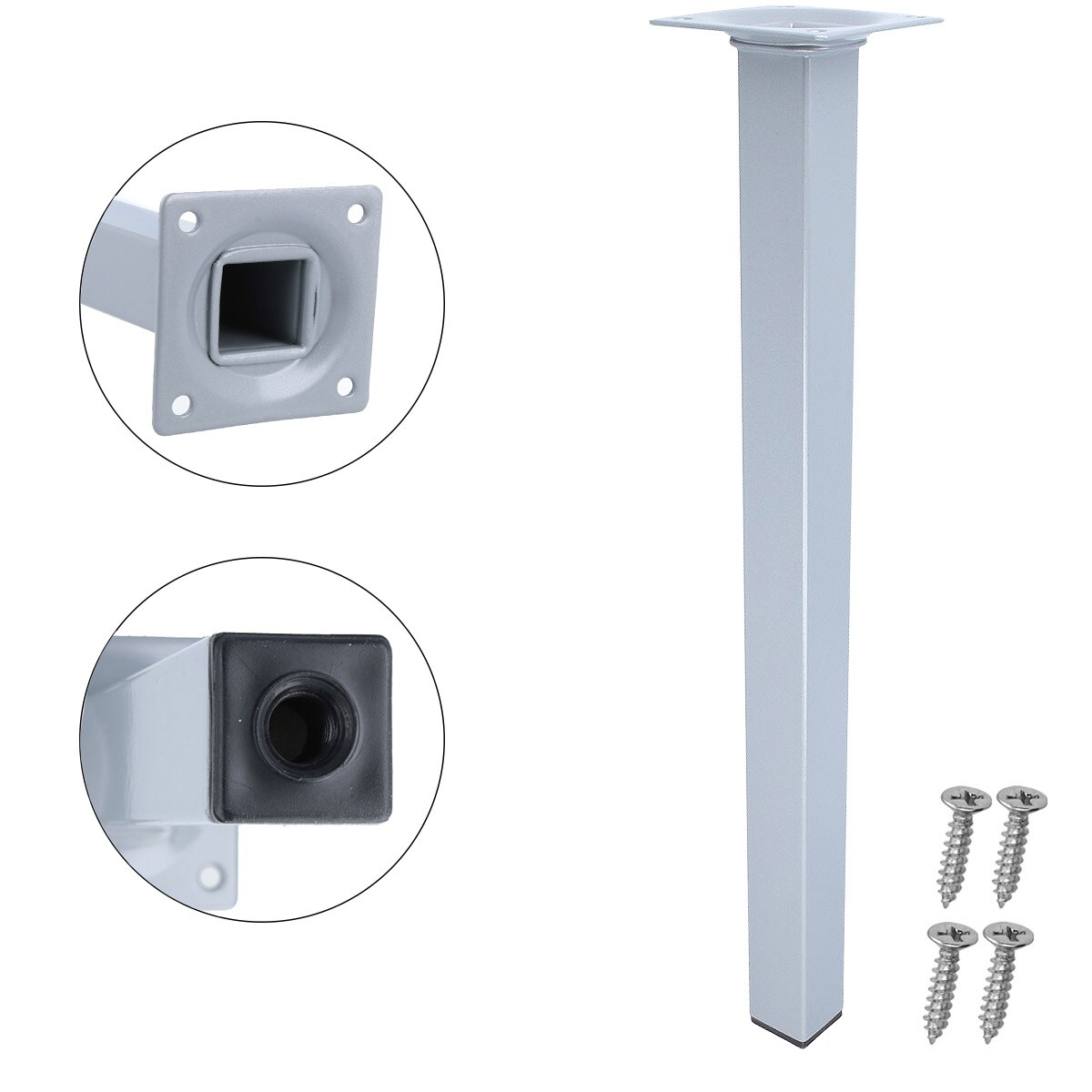 MS Beschläge Stützfuss Silber 350mm Sesselfuss Eckig Bettstütze Möbelfuss Stahl Möbelstütze Image