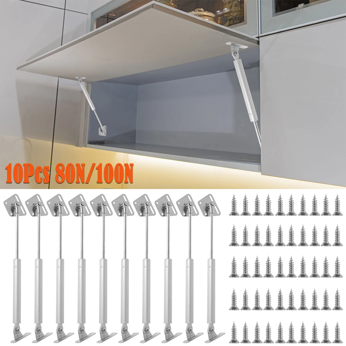 10 pezzi porta dell'armadio ascensore supporto pneumatico cerniere puntone a gas cerniera a molla porta dei mobili chiusura morbida cerniere dell'armadio 80N/100N