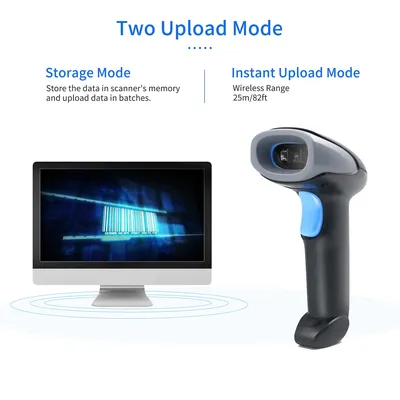 1D/2D/QR Code Scanner Barcode Scanner Handheld USB Wired 2.4G Wireless Bar Code Reader for