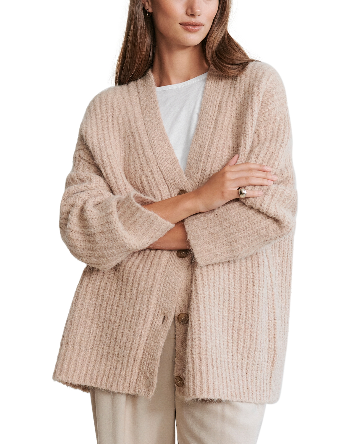 Jenni Kayne Cocoon V Neck Cardigan Sweater - Taupe