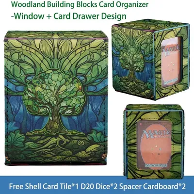 TCG Deck Box 100+ PU Windowed Single Deck PTCG DCG Tabletop Gametrading Cards Storage Box Free 35tp Shell Deck 2 Spacers 2 Dice