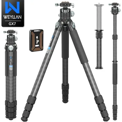 WEYLLAN GX7 81'' Compact Carbon Fiber Tripod for Camera Heavy Duty Hunting Tripod Arca Video Tripod 32.5mm Leg Max Load 20kg