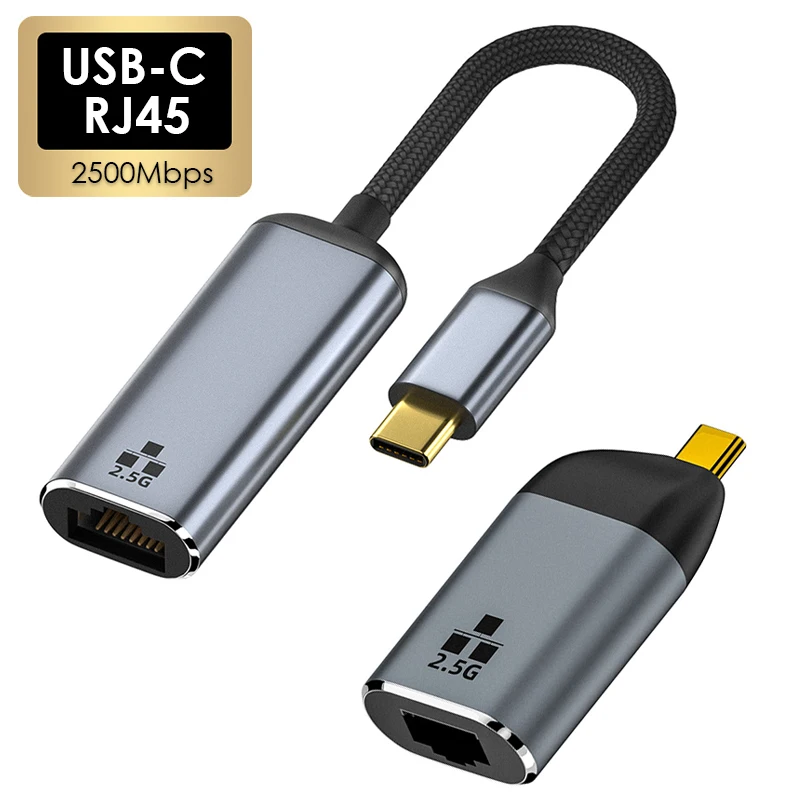 NUOVO tipo C USB 3.1 a RJ45 LAN 2500Mbps scheda di rete cablata in lega di alluminio Mini convertitore Ethernet da 2,5 Gbps per laptop MacBook