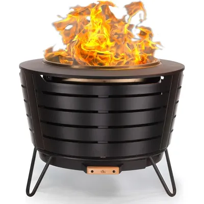 Smokeless 25 in. Patio Fire Pit, Wood Burning Outdoor Fire Pit - Includes Wood Pack,Removable and