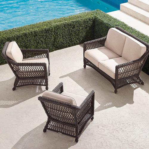 Hampton 3-pc. Loveseat Set in Black Walnut Wicker - Standard, Sailcloth Seagull - Frontgate