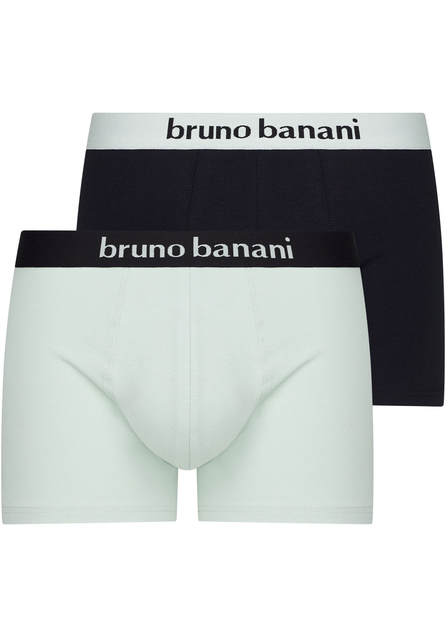 Boxer BRUNO BANANI "Flowing", Herren, Gr. M (5), blau (gletscherblau, schwarz), Stoff, Obermaterial: 93% Baumwolle, 7% Elasthan, unifarben, körpernah, Unterhosen, mit kontrastreichem Logobund Image