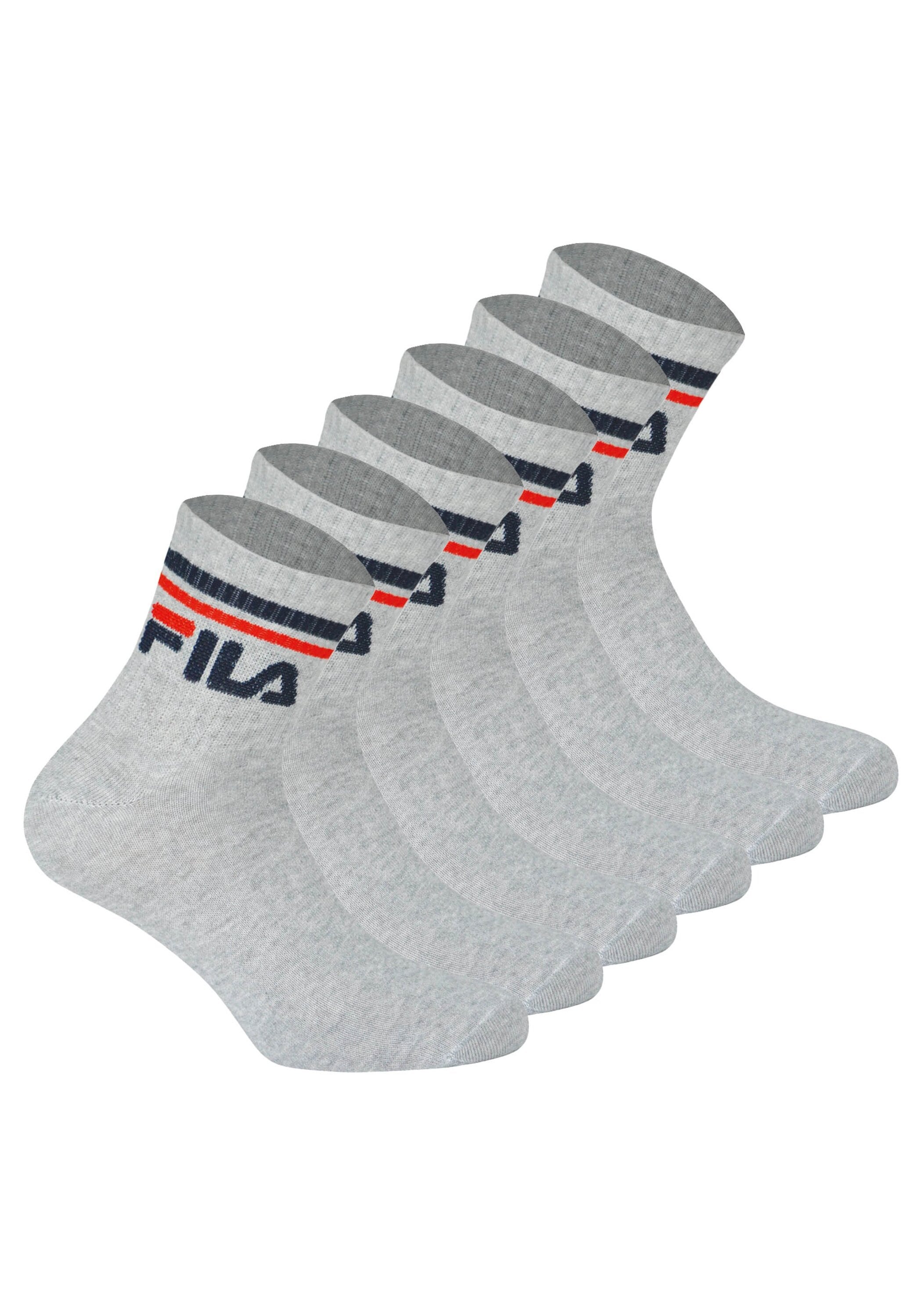 Kurzsocken FILA "Socken 6er Pack", Herren, Gr. 39-42, grau, Obermaterial: 80% Baumwolle CO. 18% Polyester PES. 2% Elasthan EL., Socken