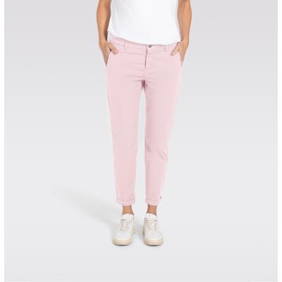 Chinohose MAC "CHINO turn up", Damen, Gr. 46, N-Gr, pink (cotton candy pink ppt), Web, Obermaterial: 97% Baumwolle, 3% Elasthan, casual, slim fit, Hosen, mit dezentem Glanz, elegant und sportiv zugleich Image