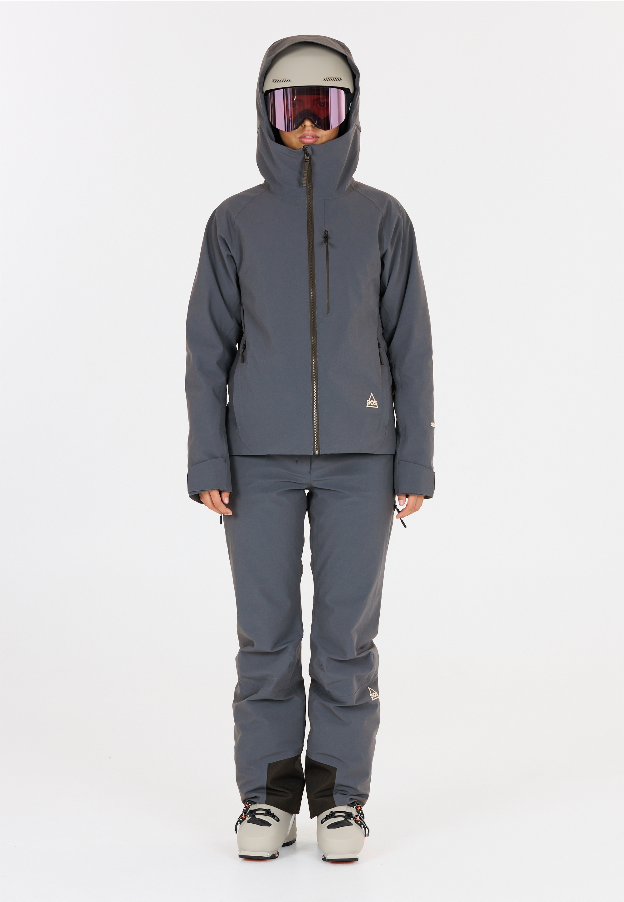 Skihose SOS "Cervinia", Damen, Gr. L, US-Größen, blau (dunkelblau), 86% Polyamid, 14% Elasthan, unifarben, lang, Hosen Skihose, Mit 15.000 mm Wassersäule