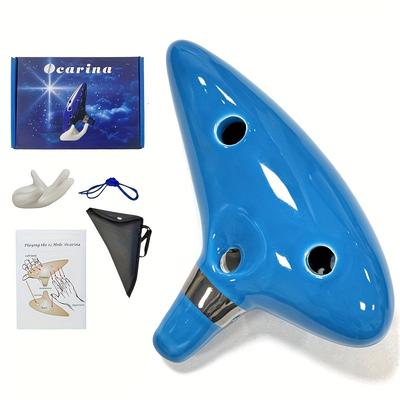 TEMU Ff Bonfires 12-hole Ceramic Ocarina Flute - Premium Musical Instrument For Blowers